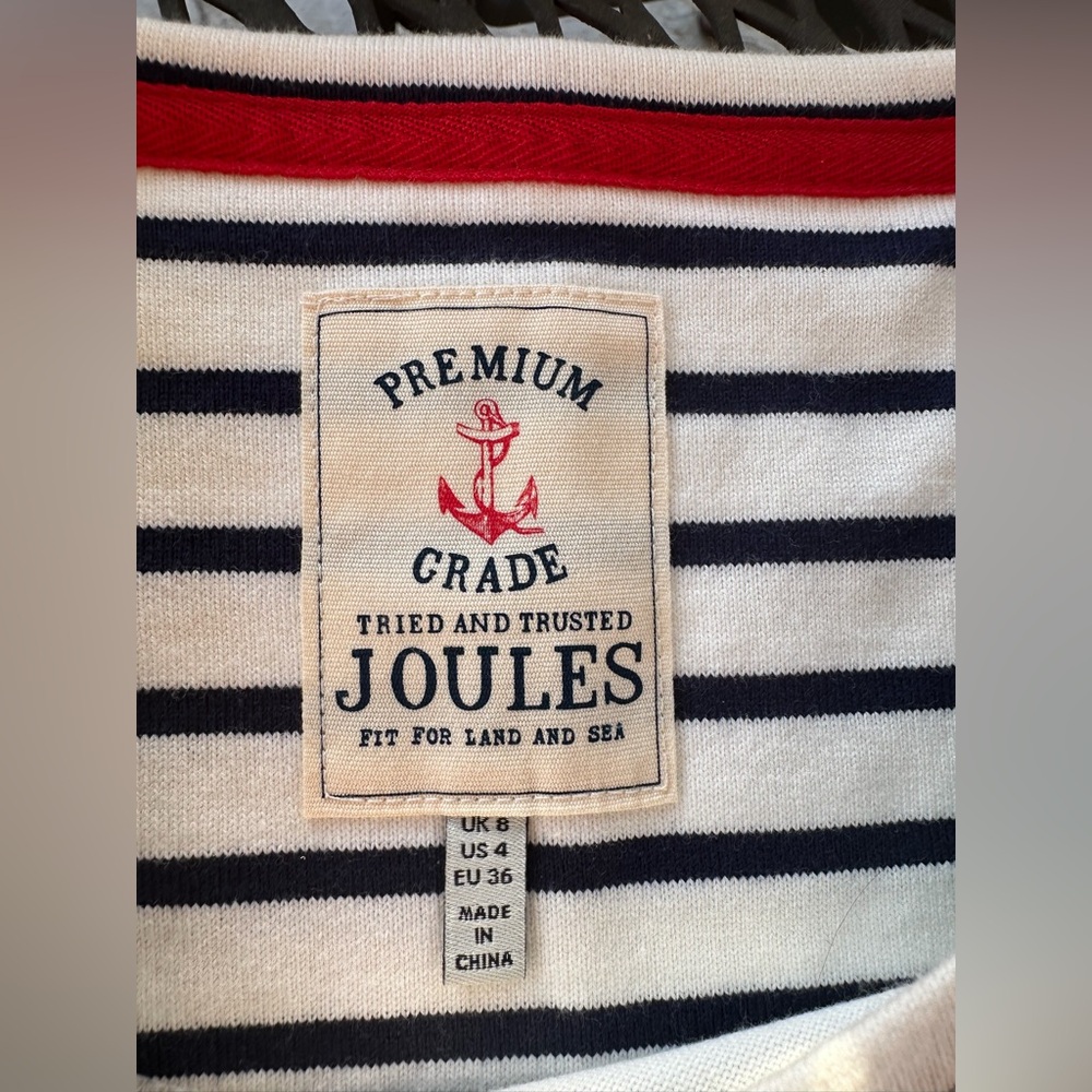 Joules Navy and White Striped Long Sleeve Top